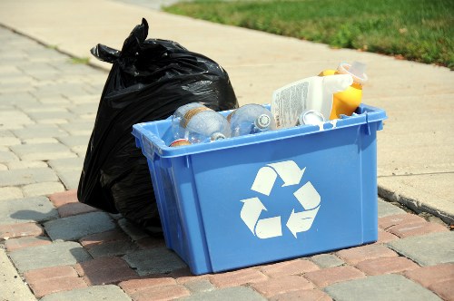 Variety of demolition waste materials ready for removal